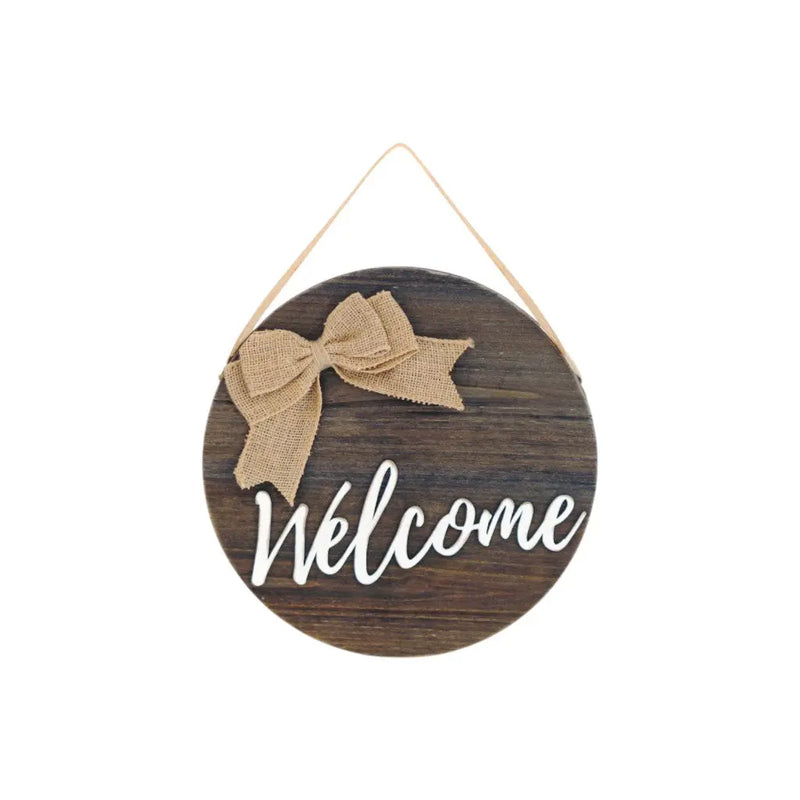 12" Brown Hello and Welcome Solid Wood Reversible Hanging Wall Or Door Decor - GreatEagleInc