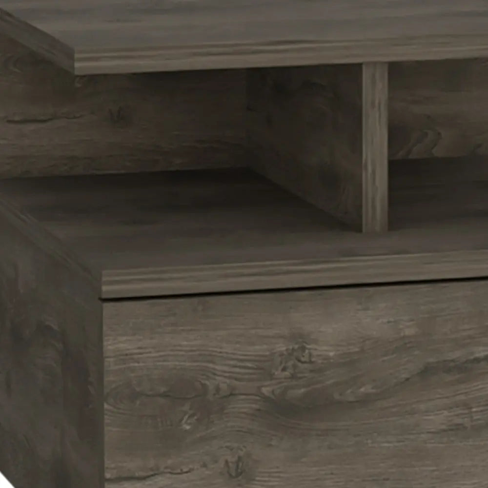 12" Brown Wood One Drawer Floating Nightstand Homeroots Bed & Bath