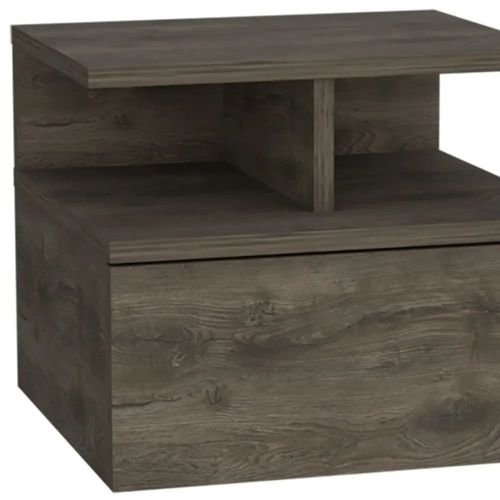12" Brown Wood One Drawer Floating Nightstand Homeroots Bed & Bath