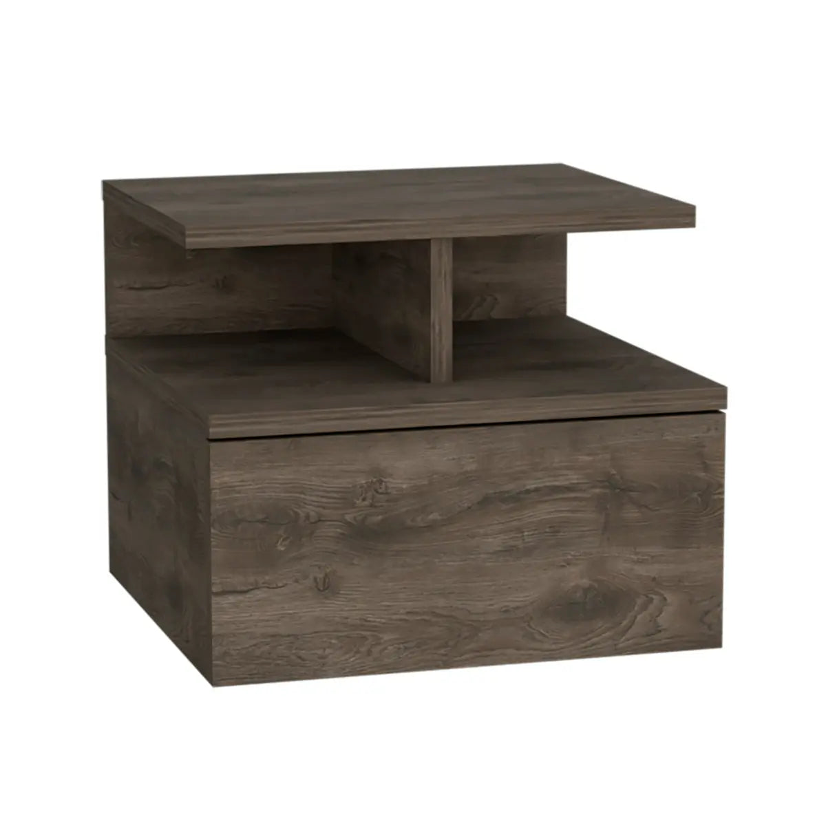12" Brown Wood One Drawer Floating Nightstand Homeroots Bed & Bath