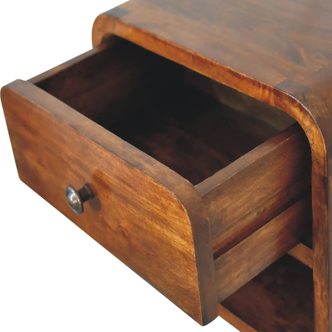 12" Chestnut Solid Wood One Drawer Floating Nightstand Homeroots Bed & Bath