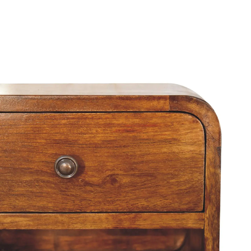 12" Chestnut Solid Wood One Drawer Floating Nightstand Homeroots Bed & Bath