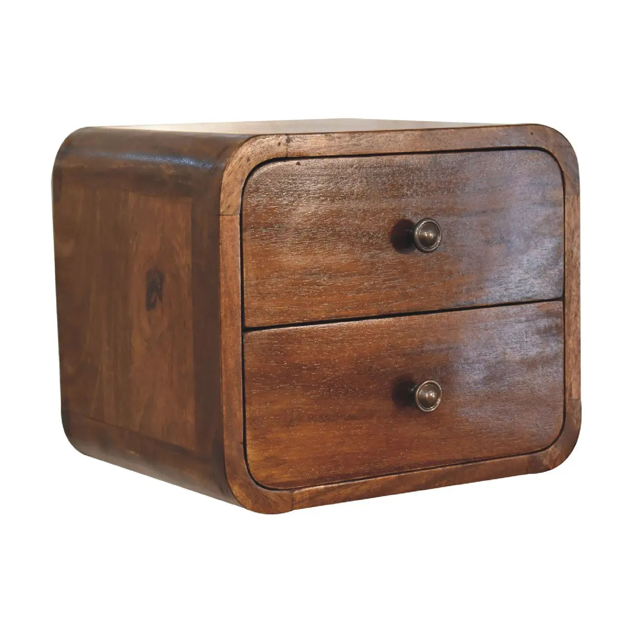 12" Chestnut Solid Wood Two Drawer Floating Nightstand Homeroots Bed & Bath