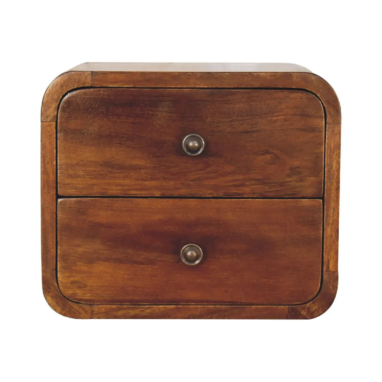 12" Chestnut Solid Wood Two Drawer Floating Nightstand Homeroots Bed & Bath