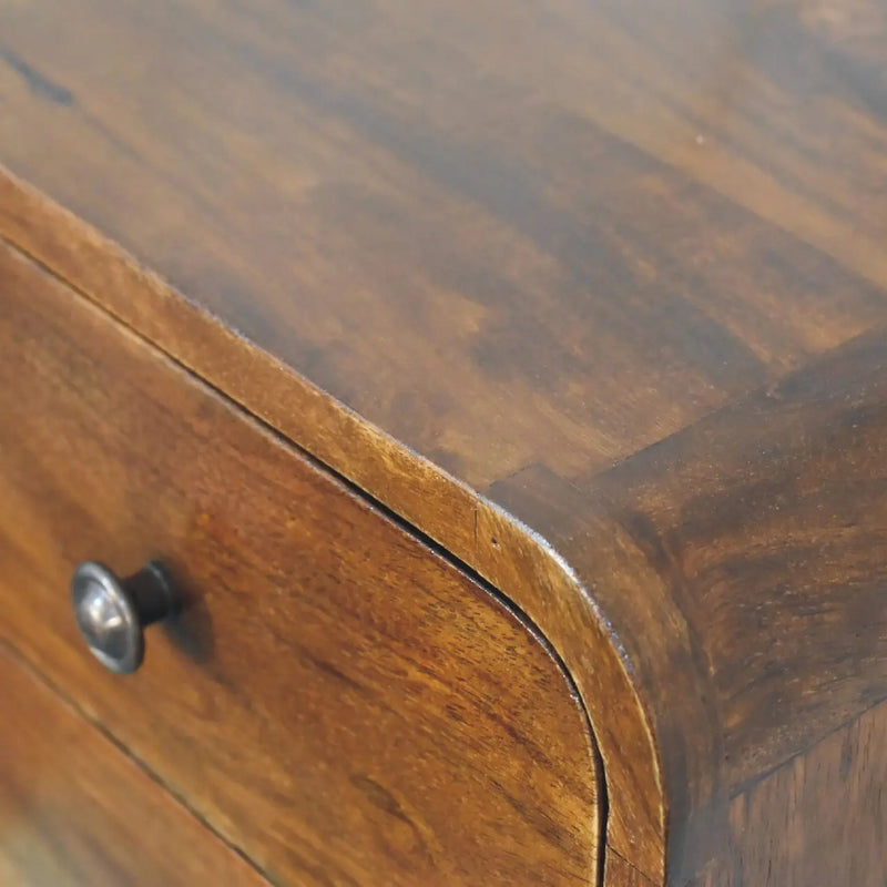 12" Chestnut Solid Wood Two Drawer Floating Nightstand Homeroots Bed & Bath