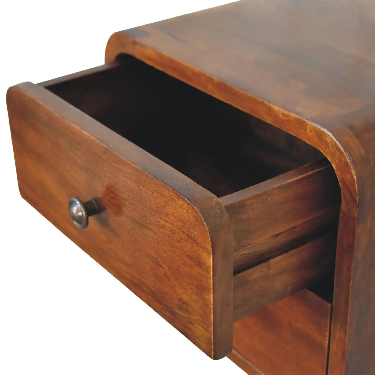 12" Chestnut Solid Wood Two Drawer Floating Nightstand Homeroots Bed & Bath