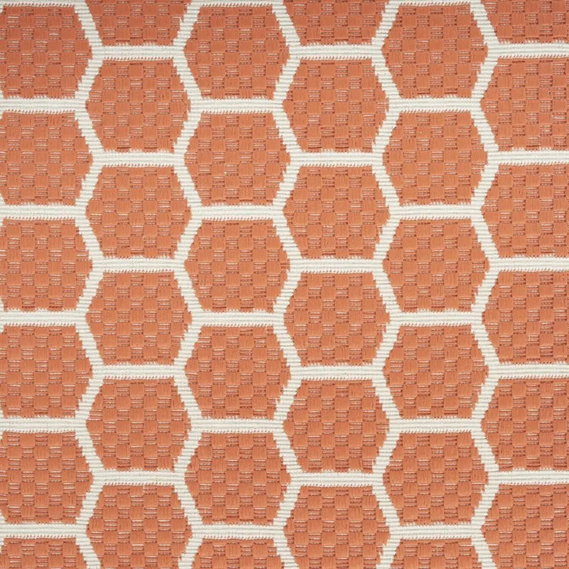 12' Coral And Ivory Geometric Indoor Outdoor Runner Rug Homeroots Outdoor