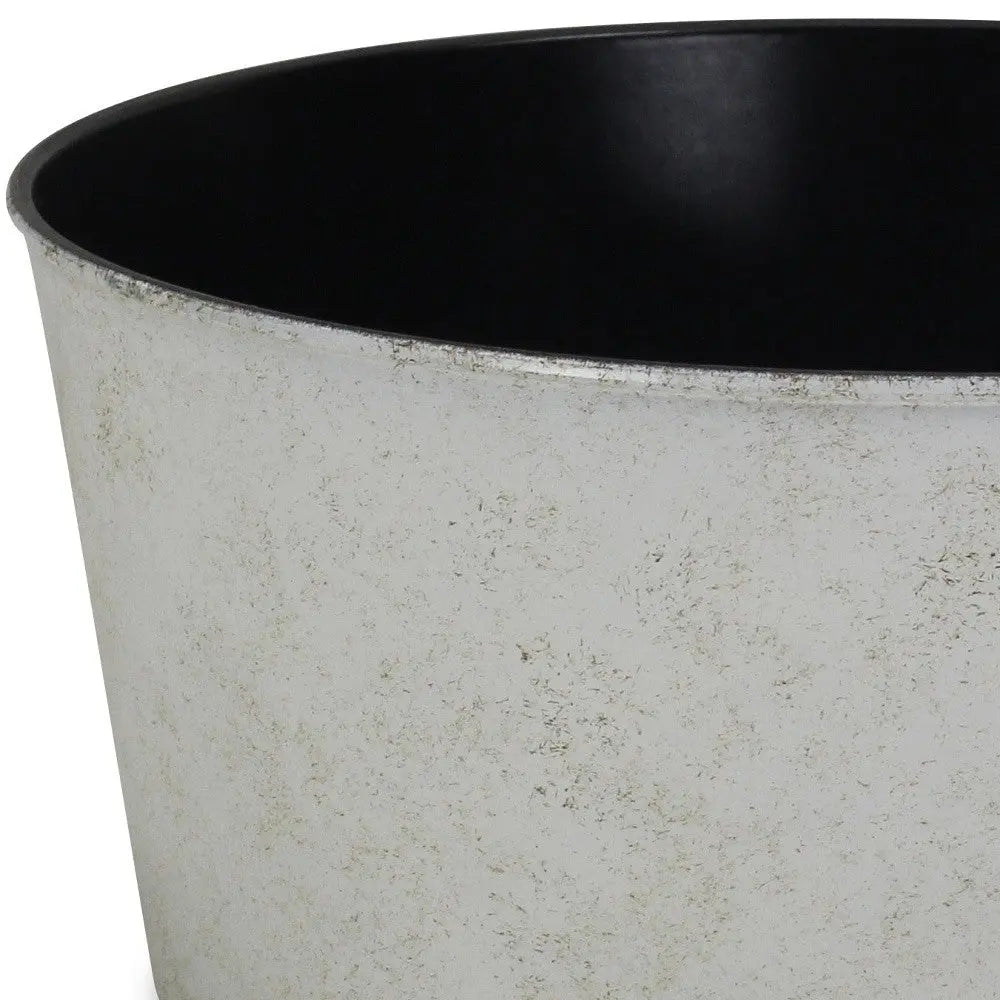 12" Cream Recycled Plastic Indoor Outdoor Round Pot Planter Homeroots Outdoor