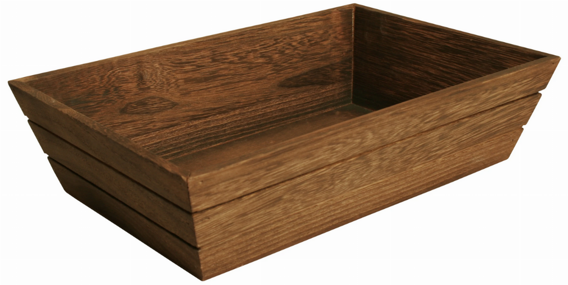 12" Dark Stained Wood Grooved Serving Tray Wald Imports, Ltd.