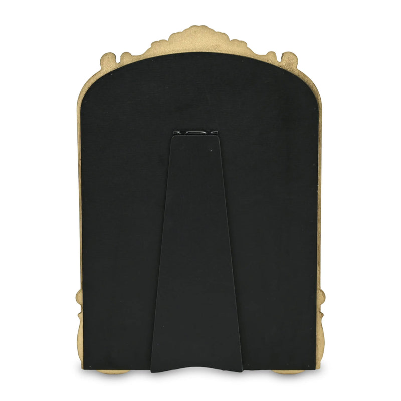 12" Gold Solid Solid Wood Scalloped Framed Makeup Shaving Tabletop Mirror Homeroots Bed & Bath