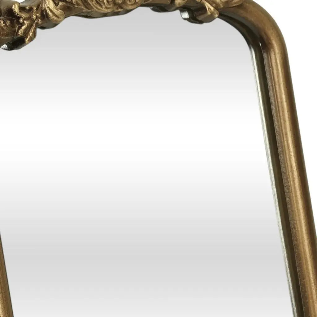 12" Gold Solid Solid Wood Scalloped Framed Makeup Shaving Tabletop Mirror Homeroots Bed & Bath