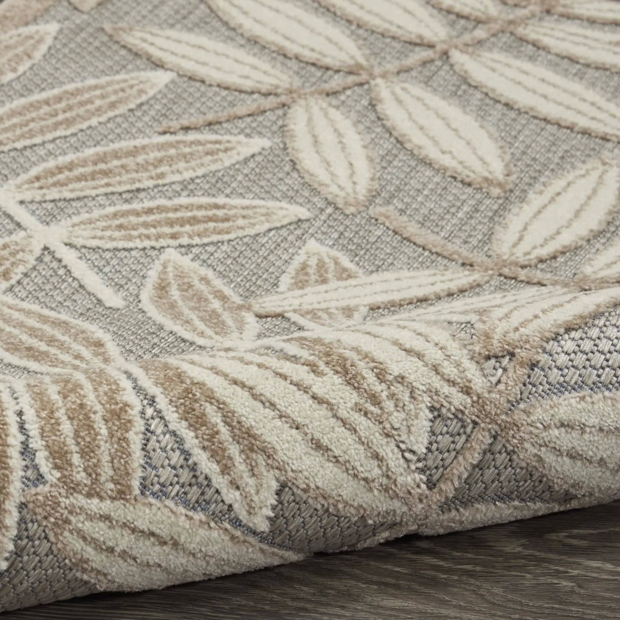 12' Gray And Ivory Floral Indoor Outdoor Runner Rug - GreatEagleInc