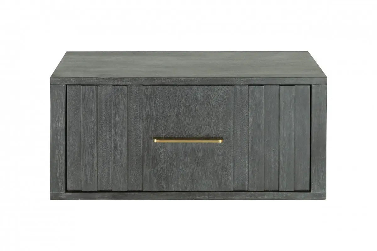 12" Gray Solid and Manufactured Wood One Drawer Nightstand Homeroots Bed & Bath