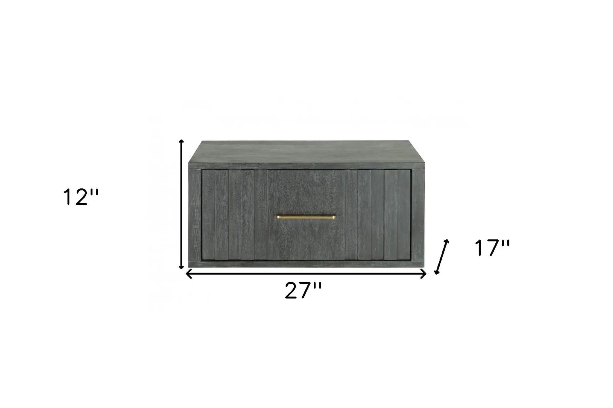 12" Gray Solid and Manufactured Wood One Drawer Nightstand Homeroots Bed & Bath