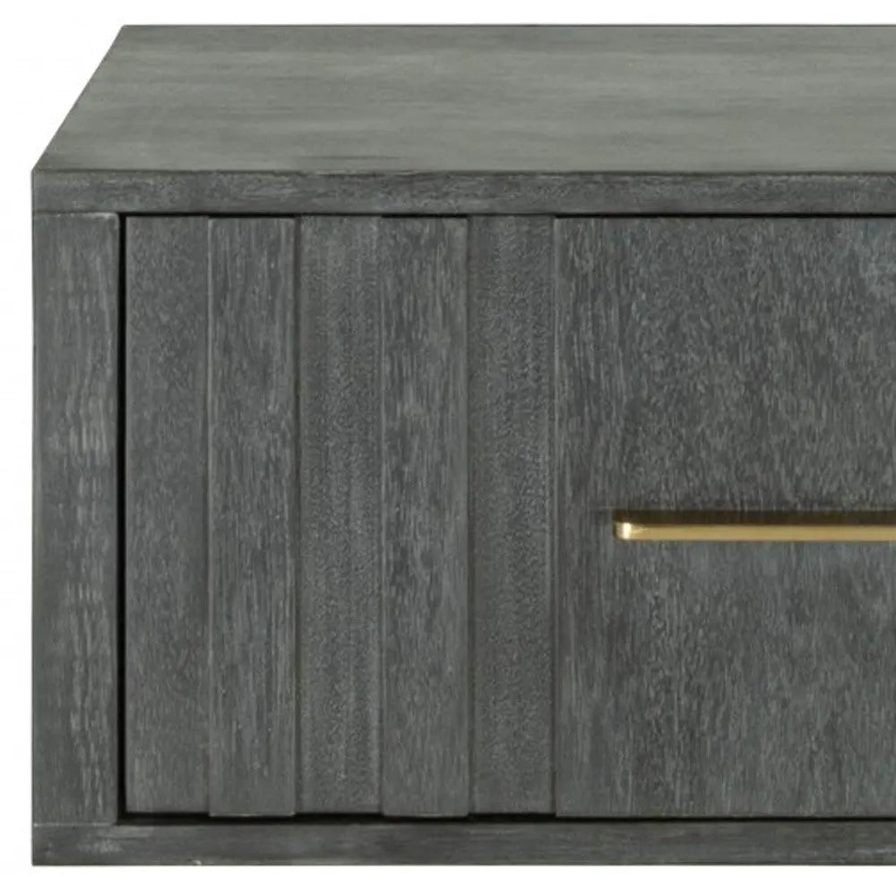 12" Gray Solid and Manufactured Wood One Drawer Nightstand Homeroots Bed & Bath