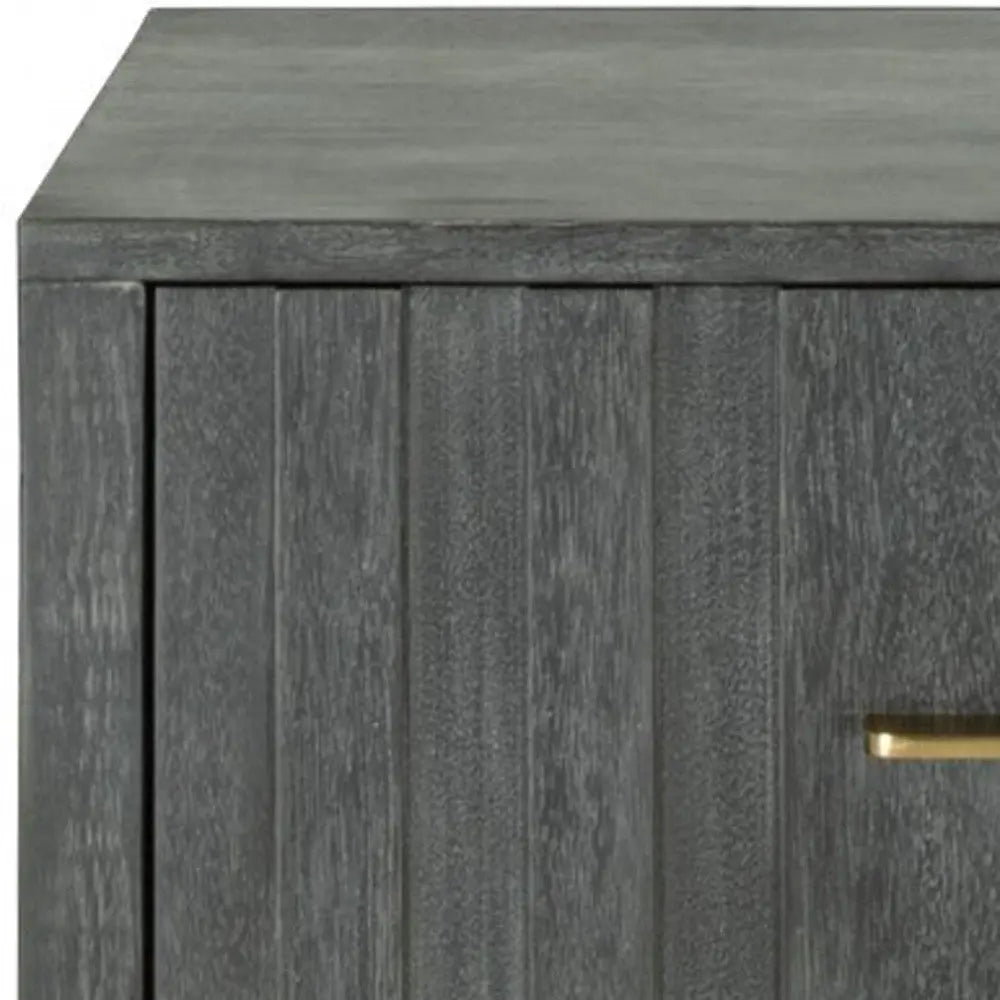 12" Gray Solid and Manufactured Wood One Drawer Nightstand Homeroots Bed & Bath
