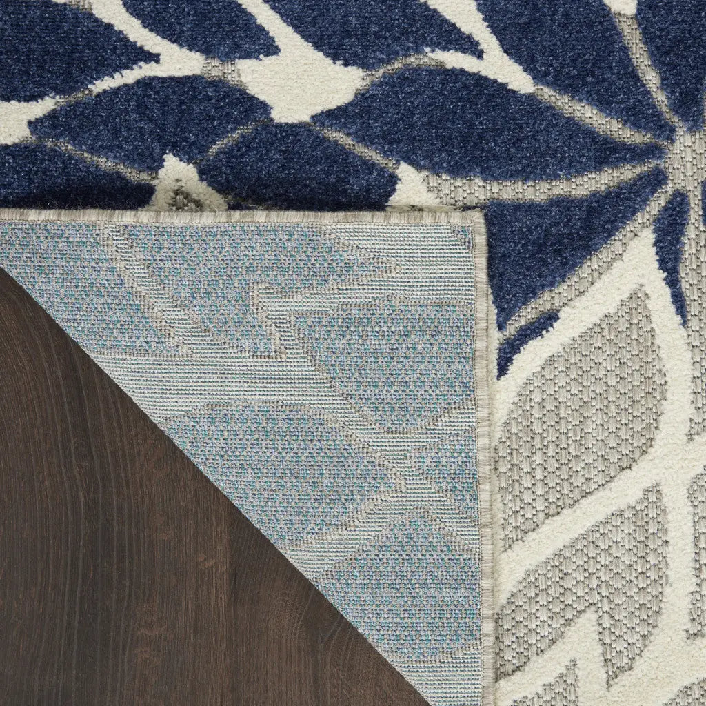 12' Ivory And Blue Indoor Outdoor Runner Rug Homeroots Outdoor