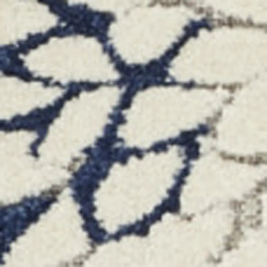 12' Ivory And Blue Indoor Outdoor Runner Rug Homeroots Outdoor