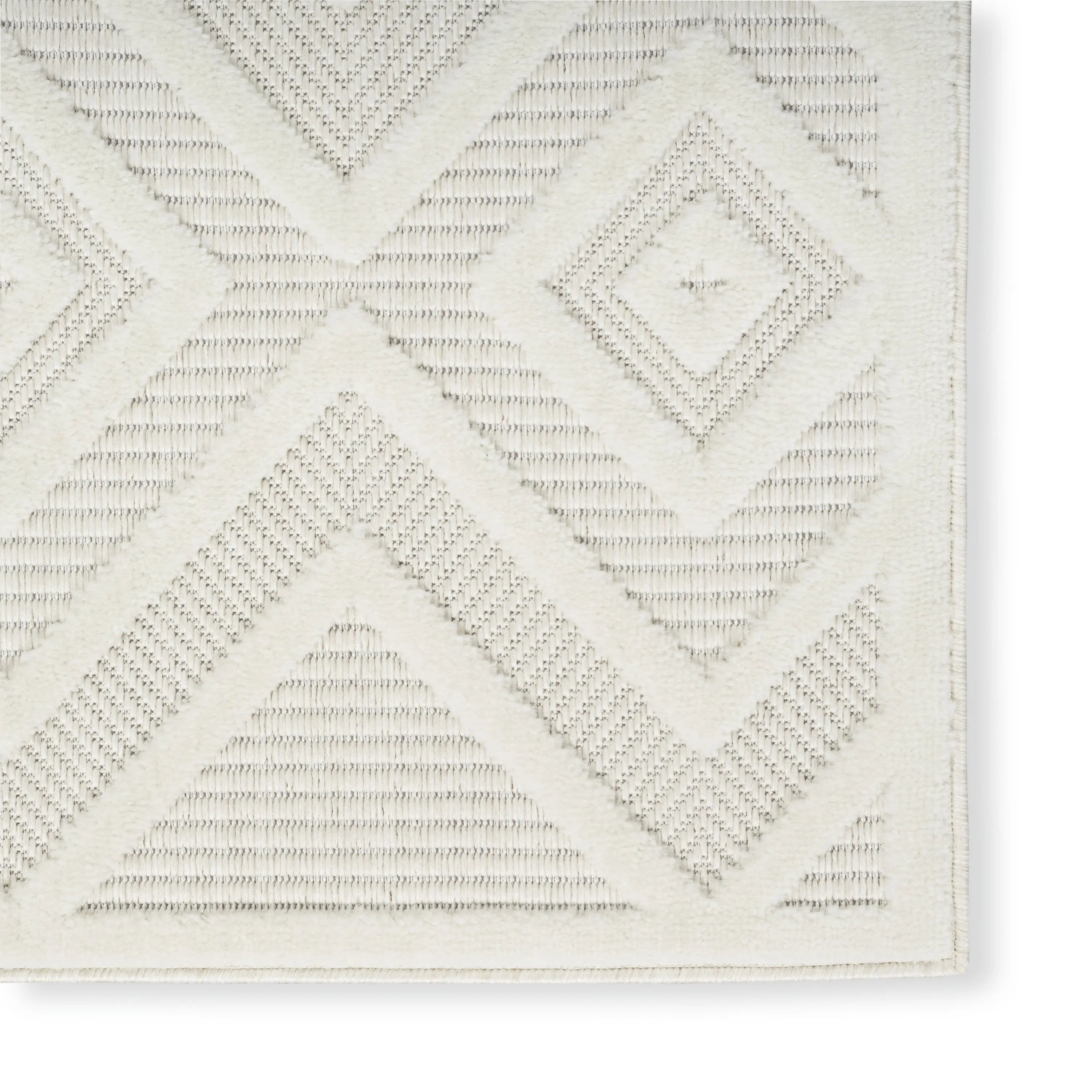 12' Ivory And White Geometric Indoor Outdoor Runner Rug Homeroots Outdoor