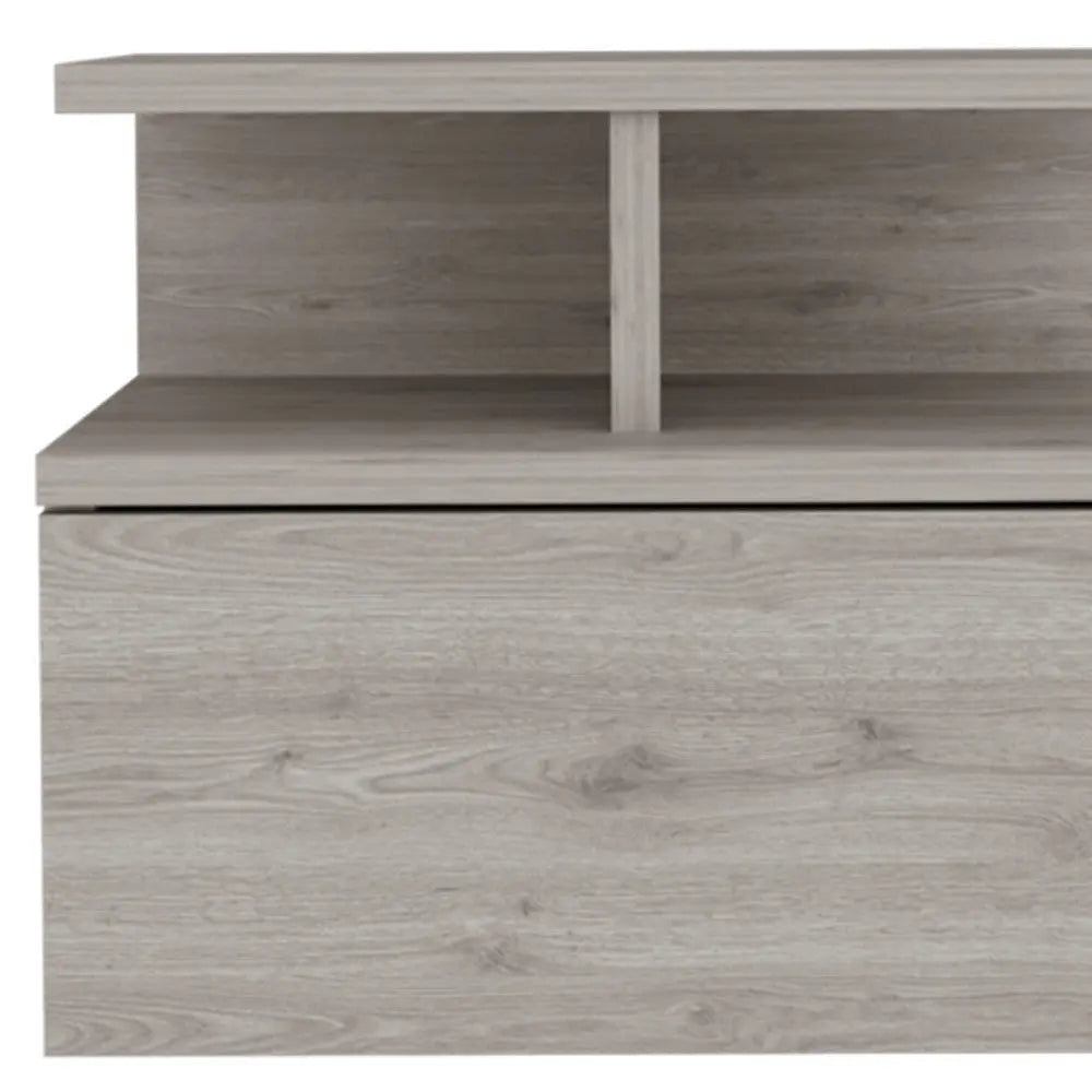 12" Light Gray Wood One Drawer Nightstand Homeroots Bed & Bath