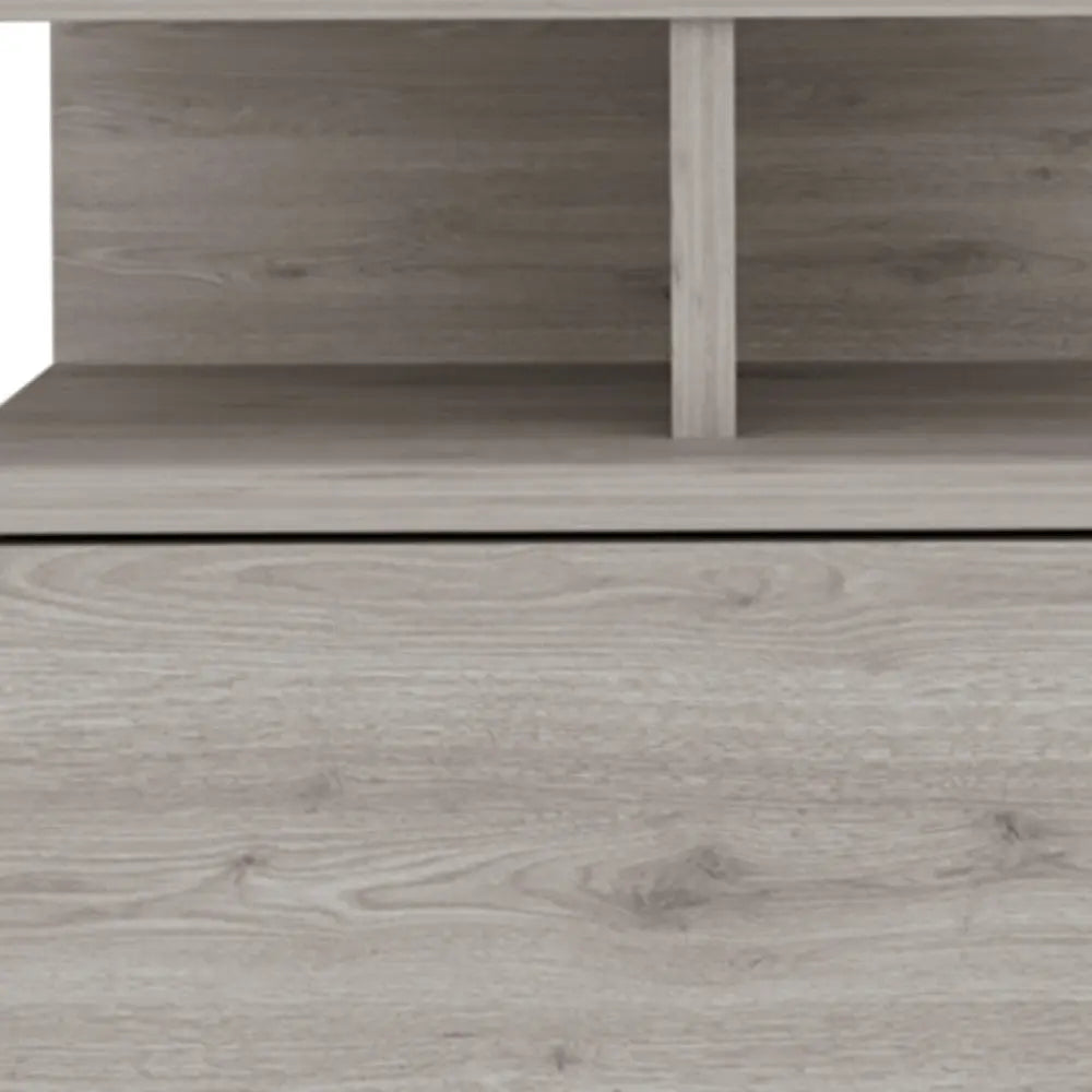 12" Light Gray Wood One Drawer Nightstand Homeroots Bed & Bath