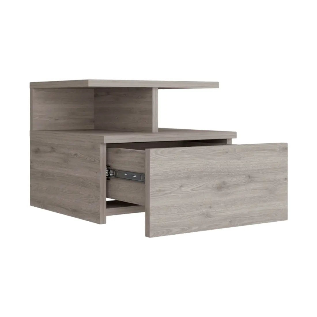 12" Light Gray Wood One Drawer Nightstand Homeroots Bed & Bath