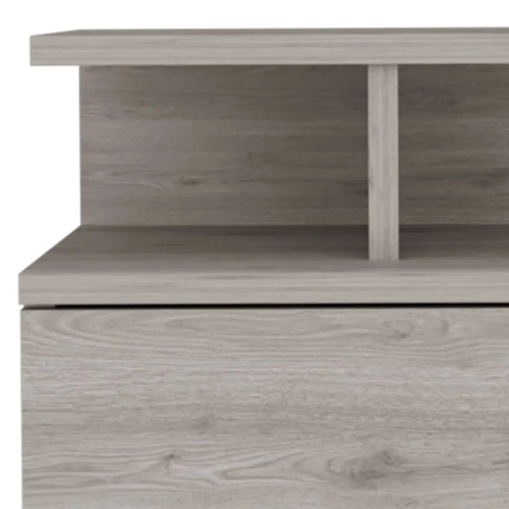 12" Light Gray Wood One Drawer Nightstand Homeroots Bed & Bath