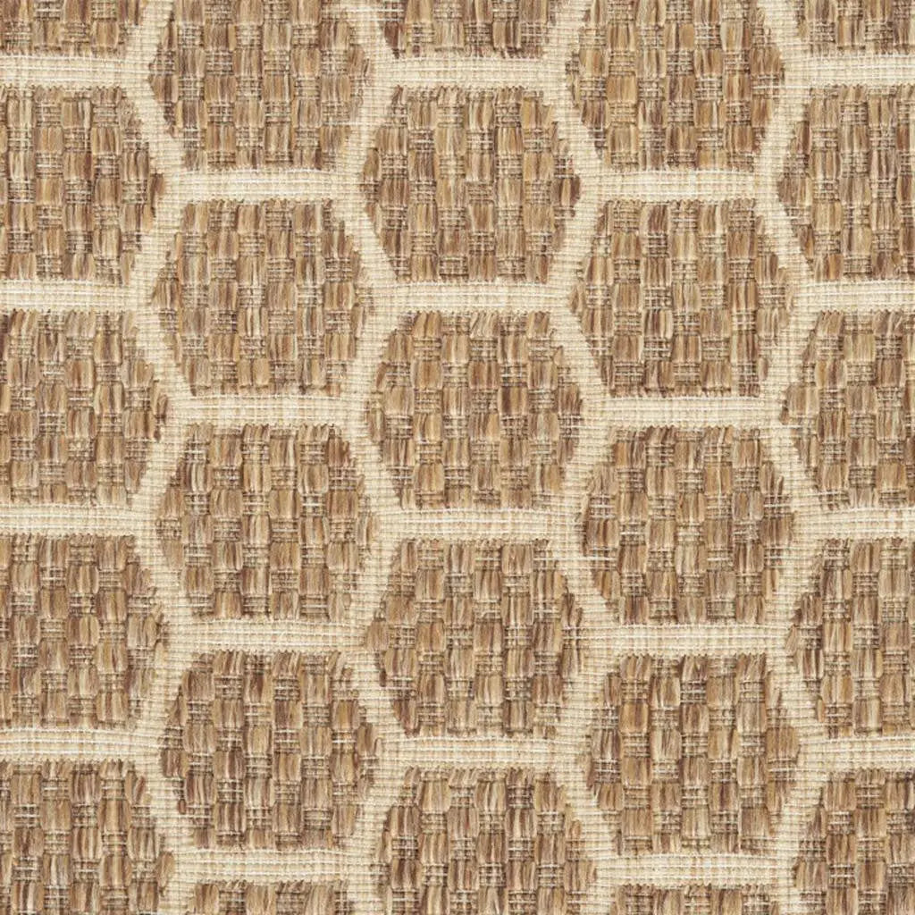 12' Natural And Beige Geometric Indoor Outdoor Runner Rug Homeroots Outdoor