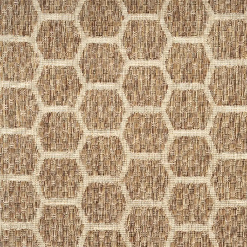 12' Natural And Beige Geometric Indoor Outdoor Runner Rug Homeroots Outdoor