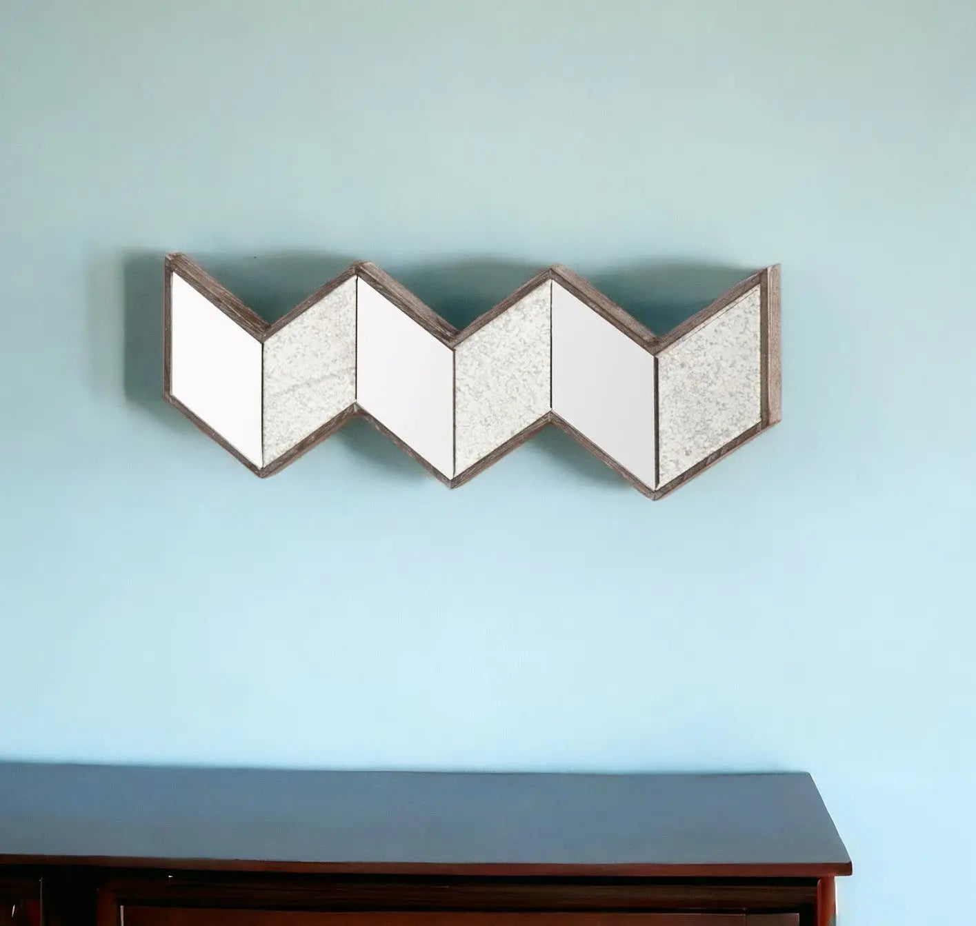 12" Natural Novelty Wood Framed Accent Mirror Homeroots Bed & Bath