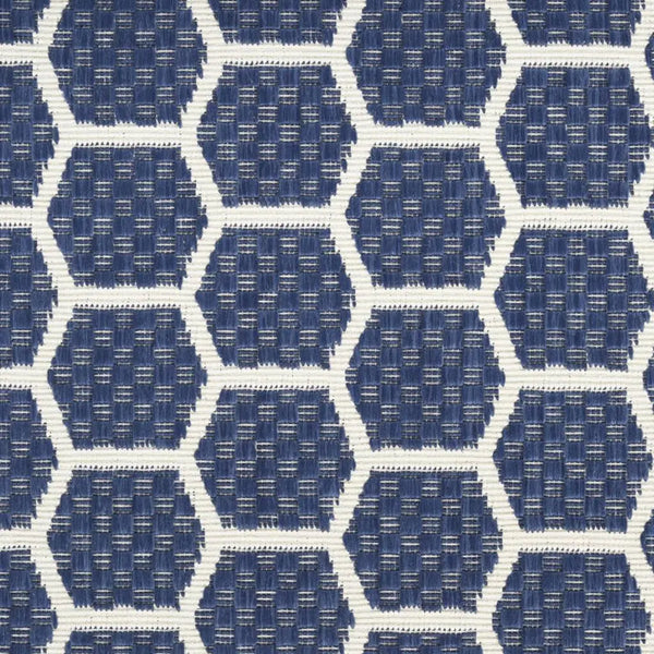 12' Navy Blue And Ivory Geometric Indoor Outdoor Runner Rug Homeroots Outdoor