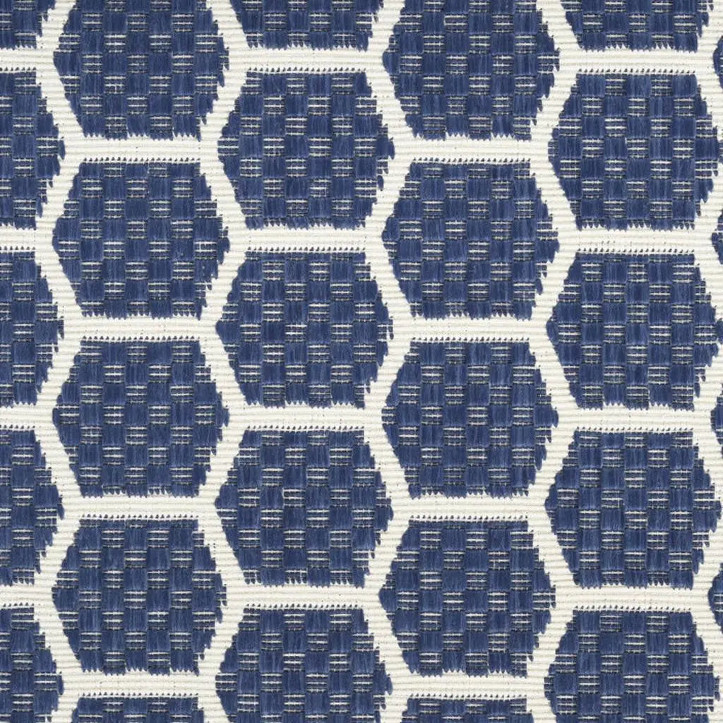 12' Navy Blue And Ivory Geometric Indoor Outdoor Runner Rug Homeroots Outdoor