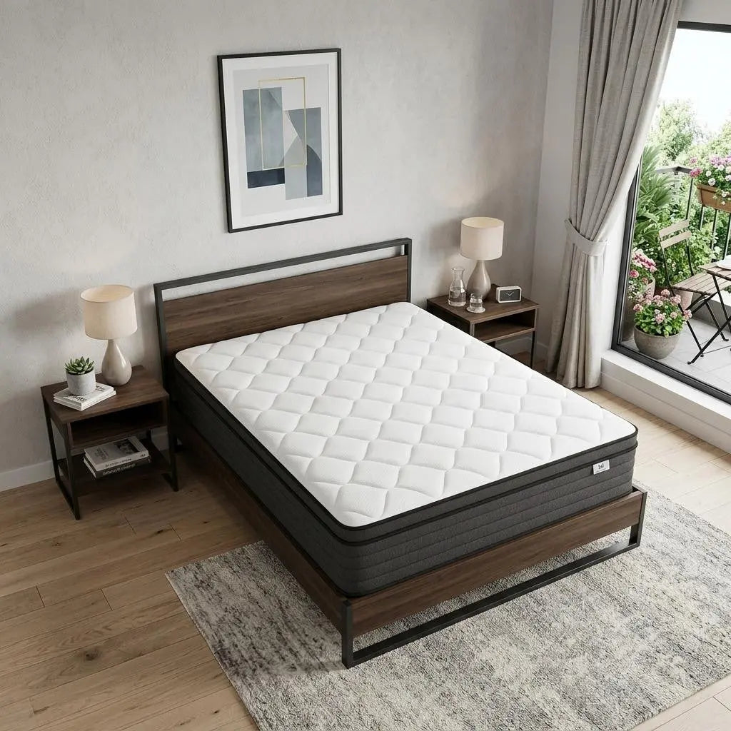 12" Queen Foam Hybrid Mattress Homeroots Bed & Bath