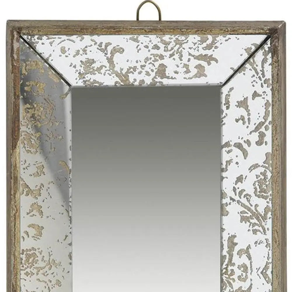 12" Silver Metal Framed Antiqued Glass Accent Mirror - GreatEagleInc