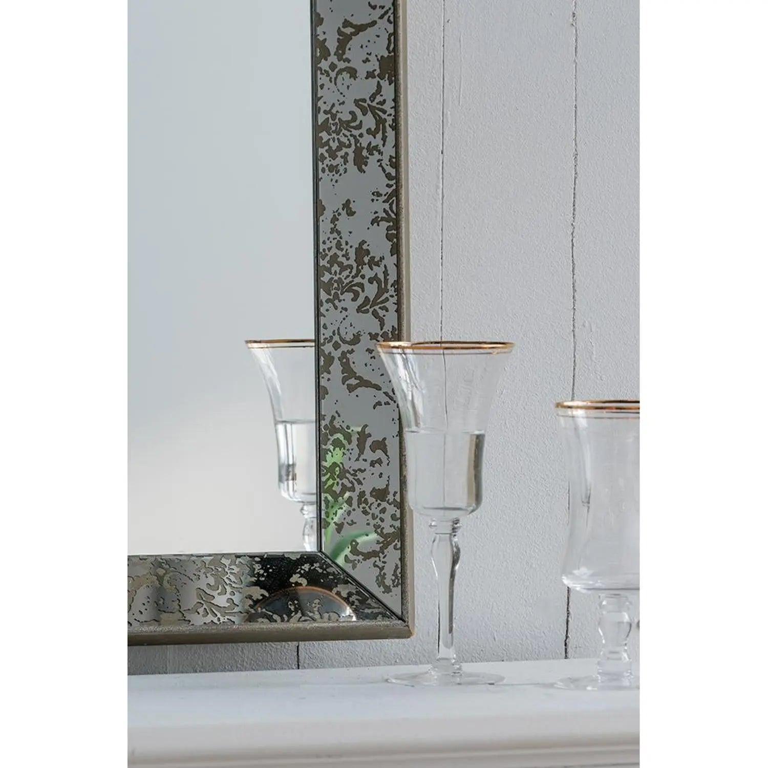12" Silver Metal Framed Antiqued Glass Accent Mirror - GreatEagleInc