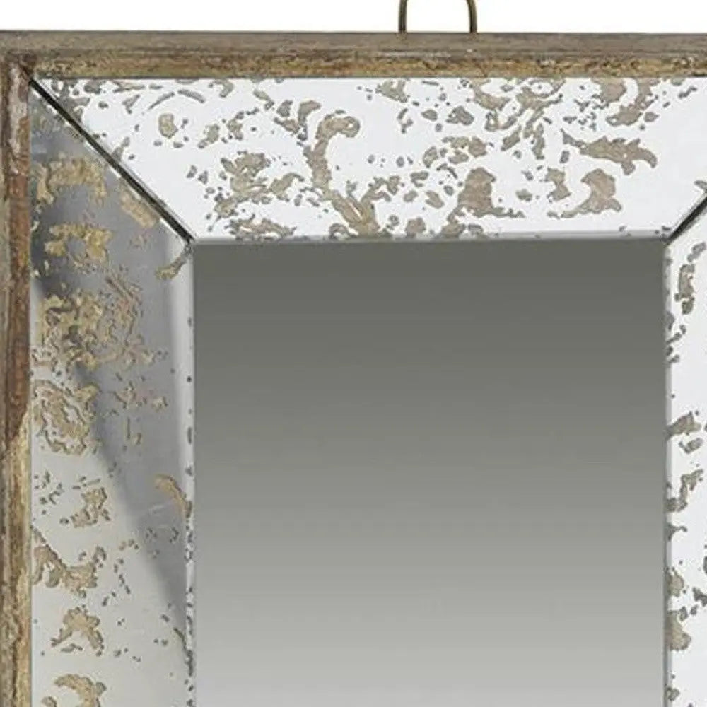 12" Silver Metal Framed Antiqued Glass Accent Mirror - GreatEagleInc