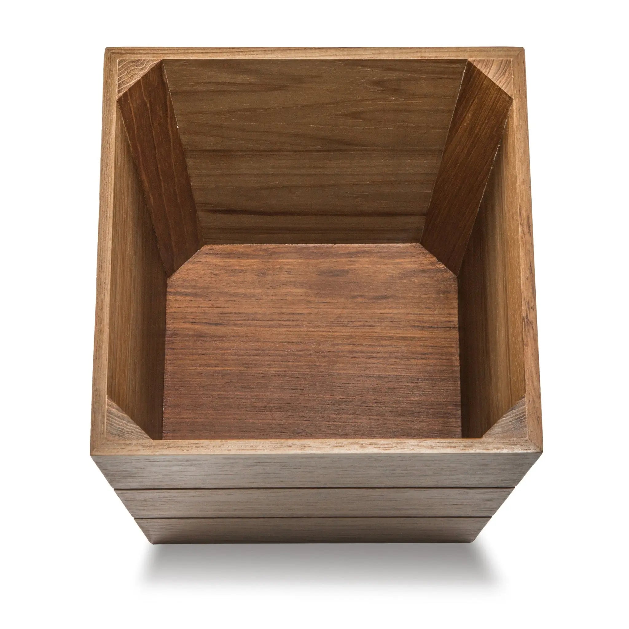 12" Traditional Solid Teak Large Waste Basket Homeroots Bed & Bath