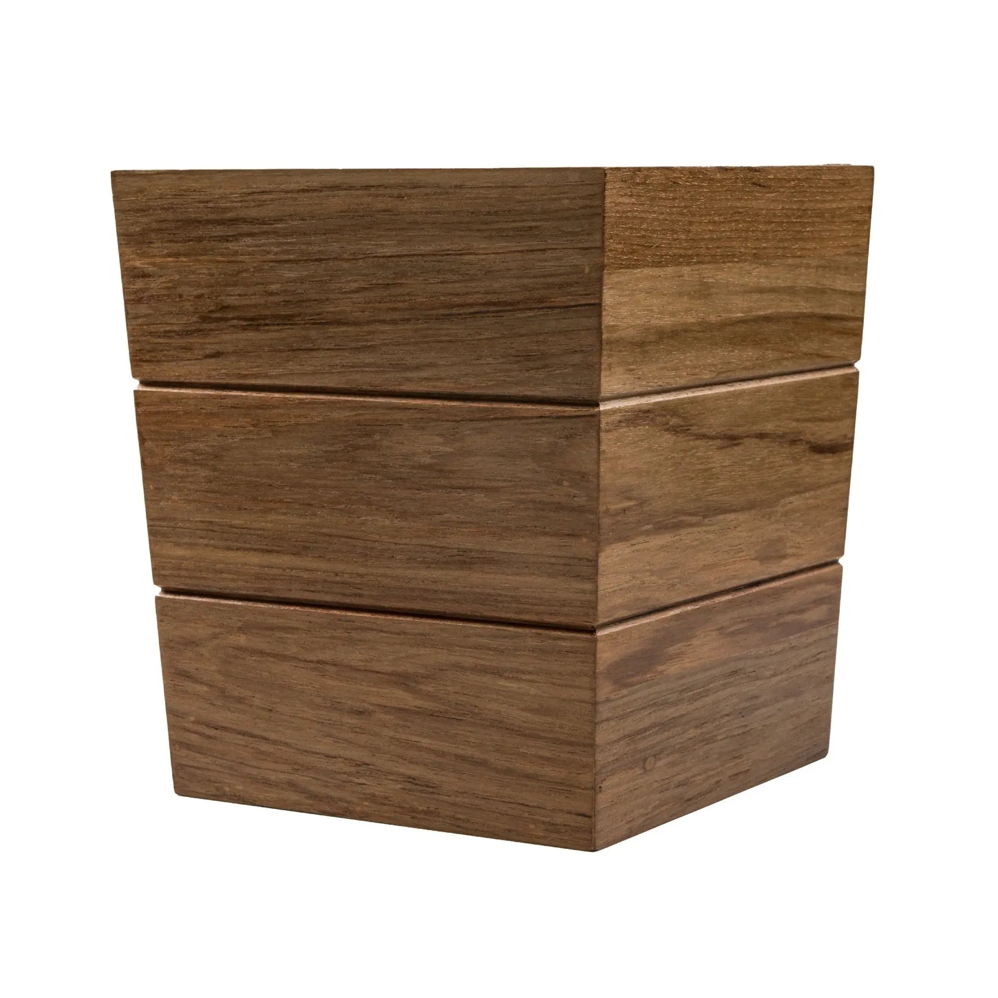 12" Traditional Solid Teak Large Waste Basket Homeroots Bed & Bath