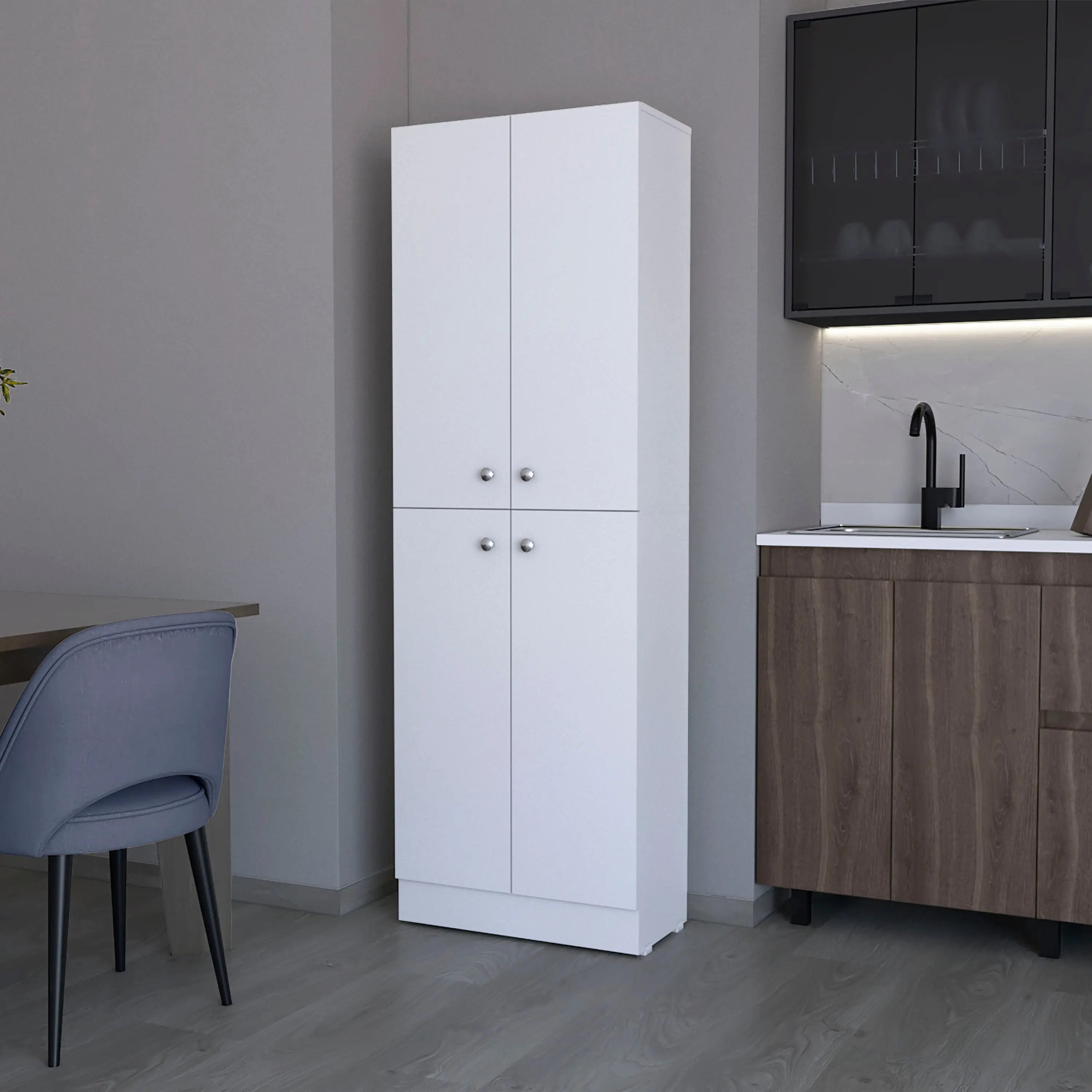 12" White Wood Pantry Or Storage Closet Homeroots Kitchen & Dining