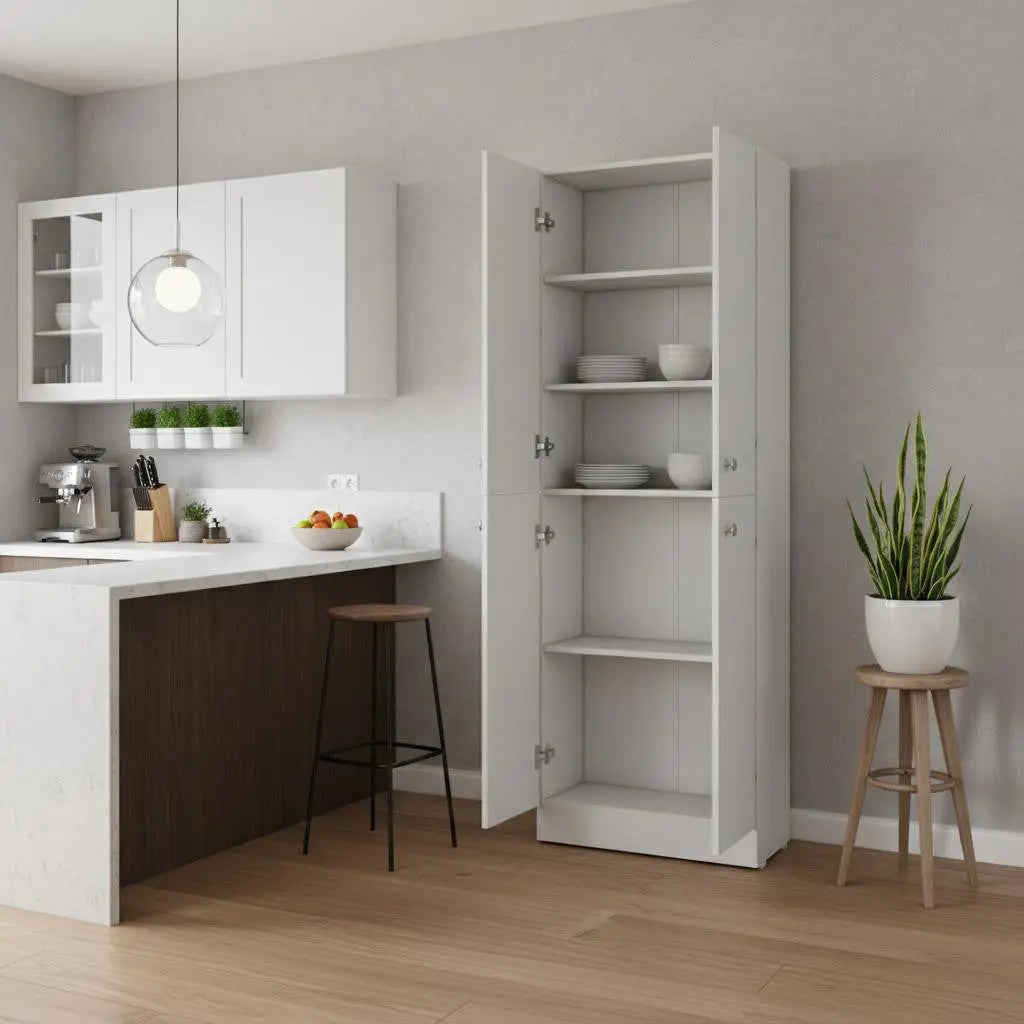 12" White Wood Pantry Or Storage Closet Homeroots Kitchen & Dining