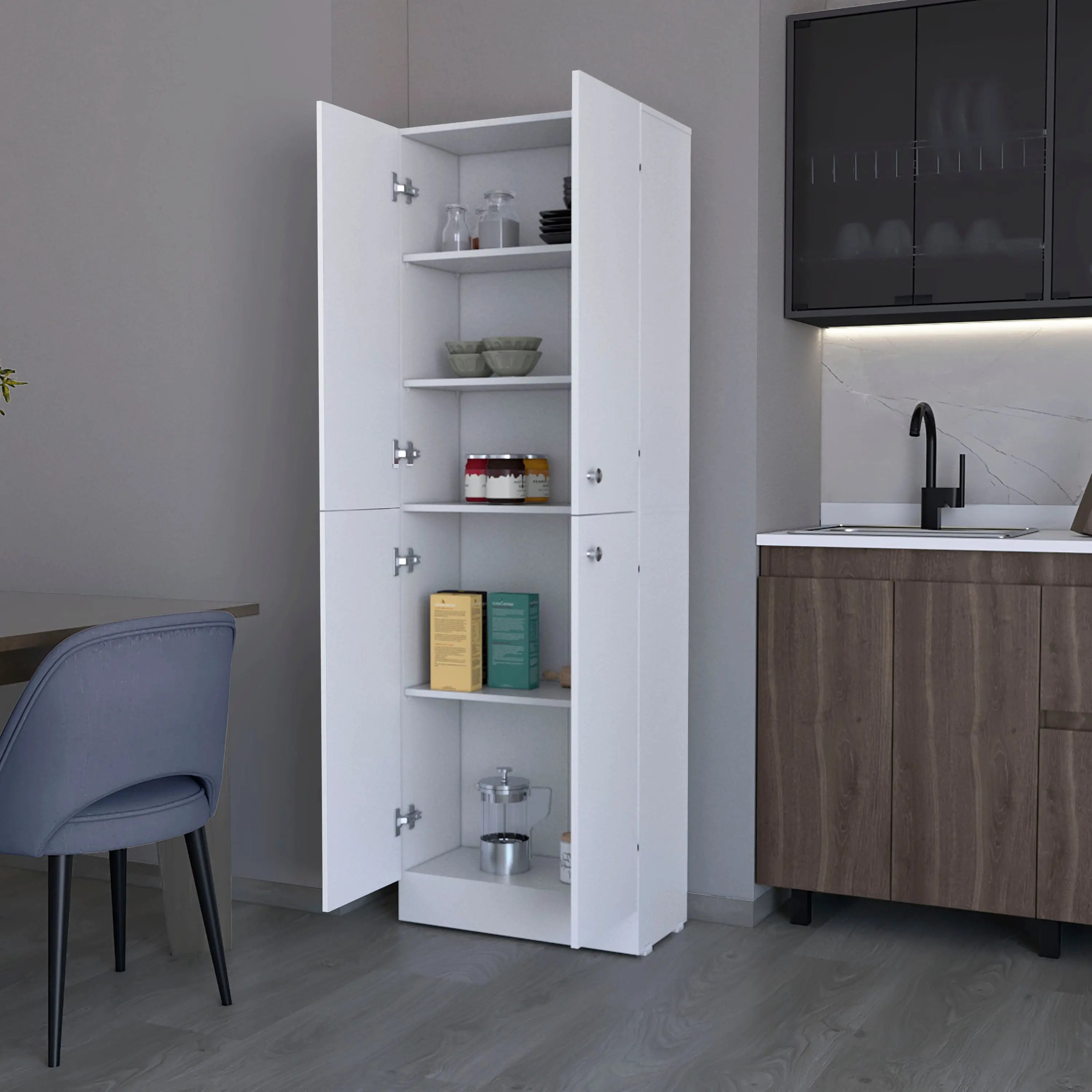 12" White Wood Pantry Or Storage Closet Homeroots Kitchen & Dining