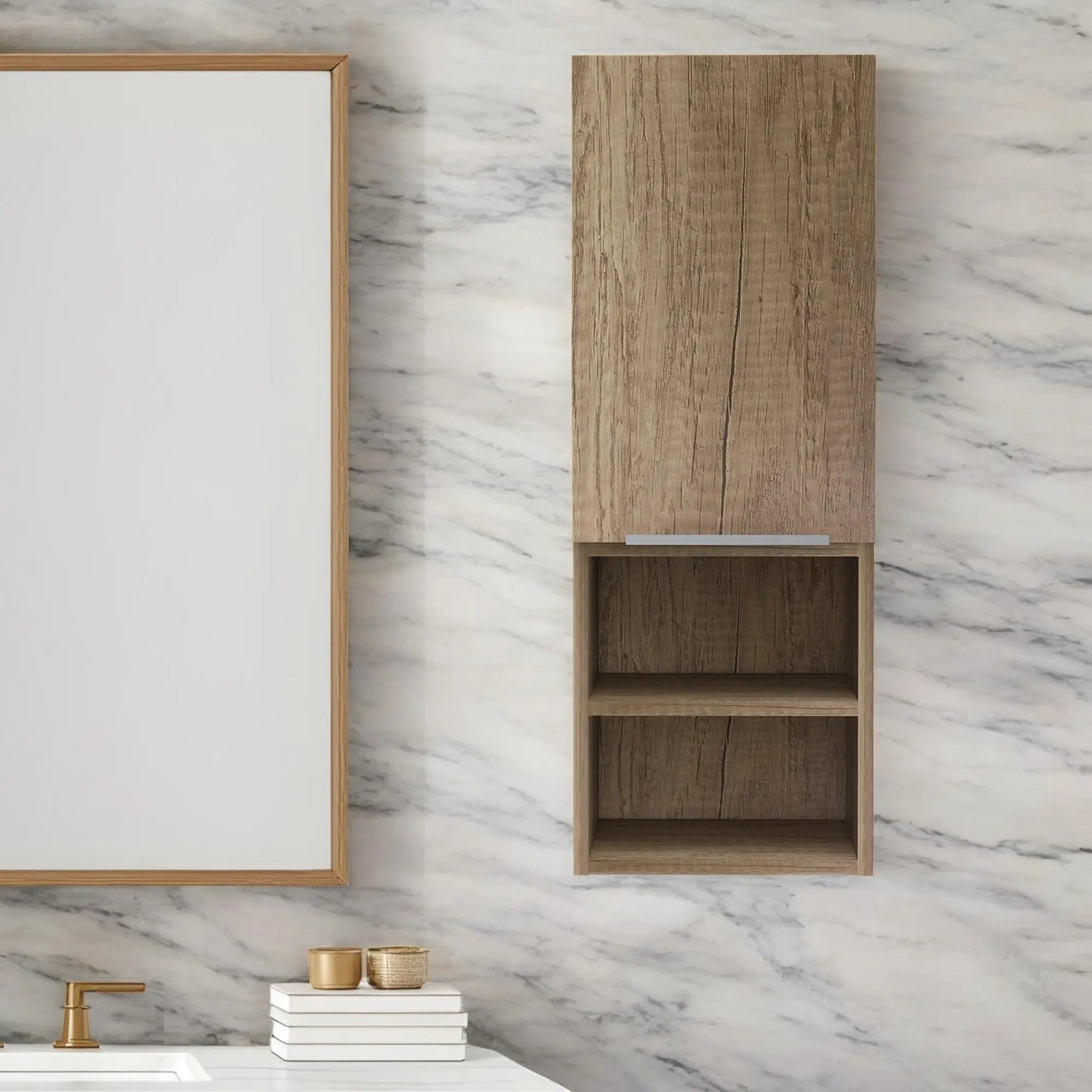 12" Wood Brown Standard Accent Cabinet With Four Shelves - GreatEagleInc