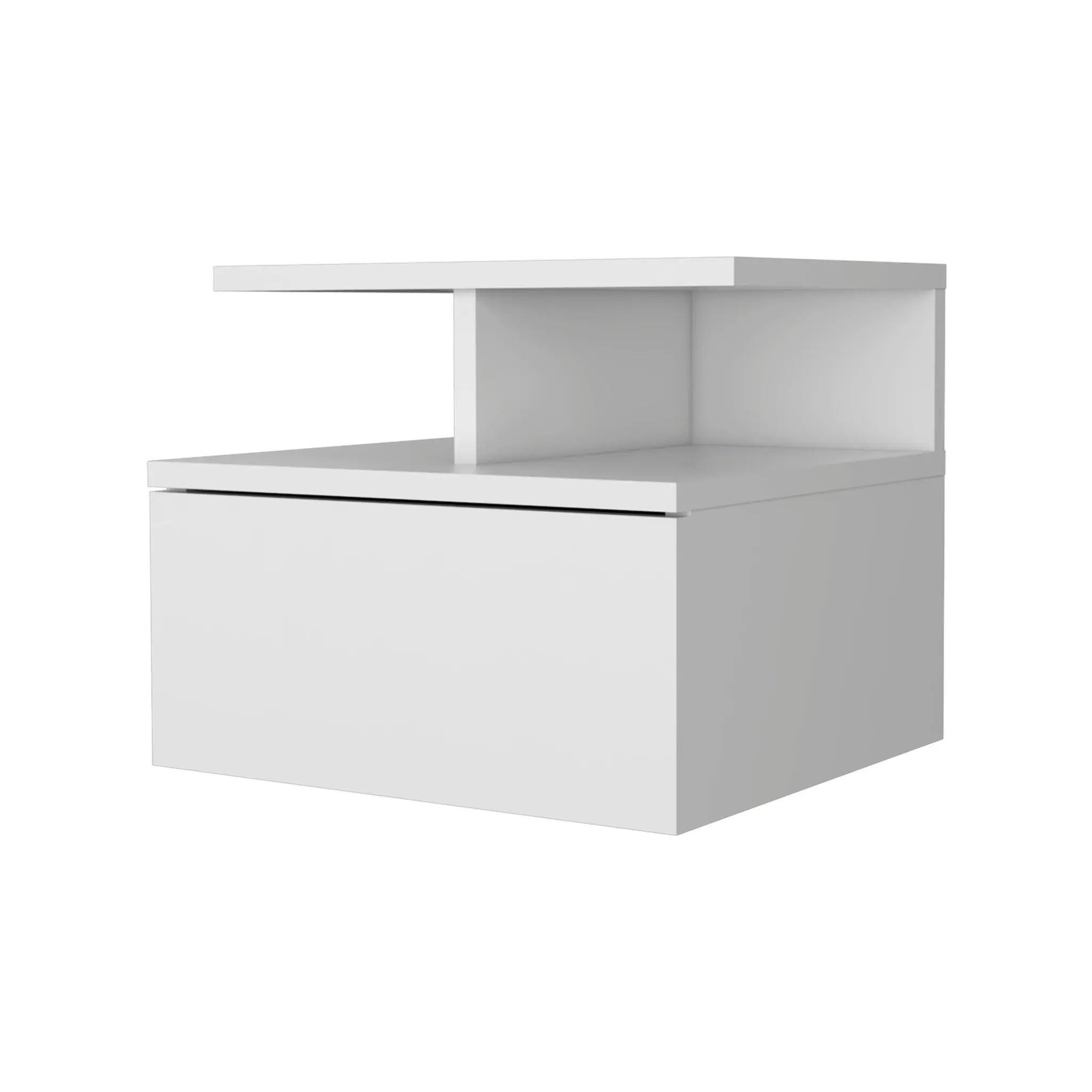 12" Wood One Drawer Floating Nightstand Homeroots Bed & Bath