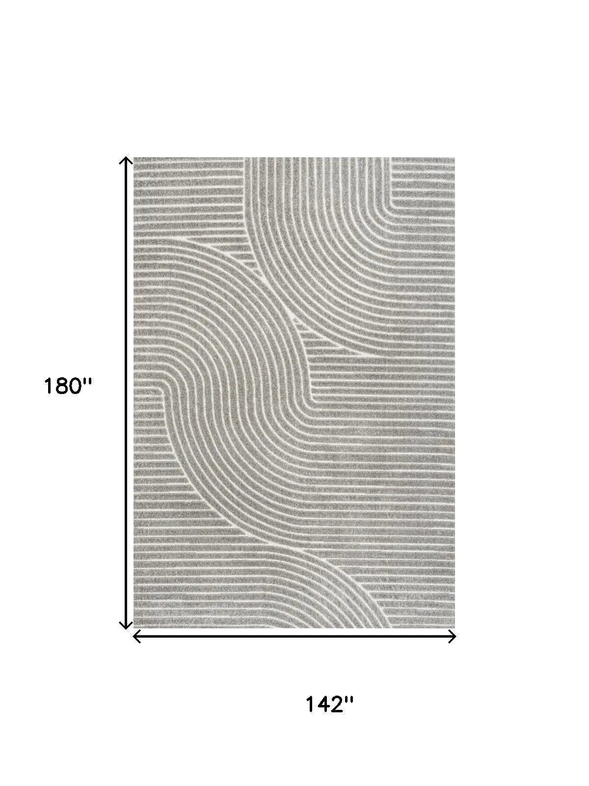 12' X 15' Gray And Ivory Striped Indoor Outdoor Area Rug Homeroots Outdoor