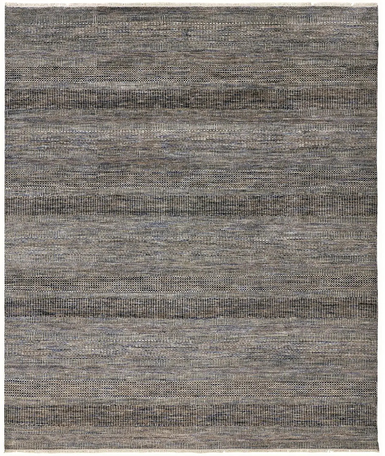 12' X 15' Gray Ivory And Brown Wool Striped Shag Hand Knotted Area Rug Homeroots Home Decor