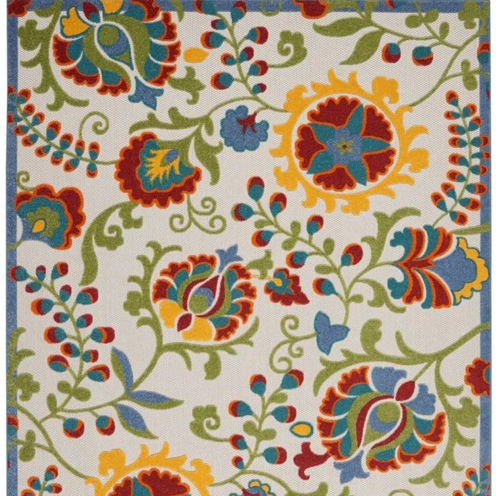 12' X 15' Green And Ivory Indoor Outdoor Area Rug Homeroots Outdoor