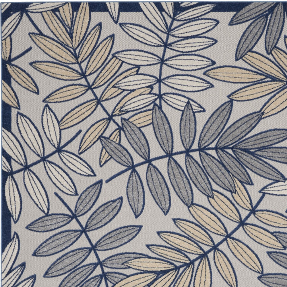 12' X 15' Ivory And Blue Indoor Outdoor Area Rug - GreatEagleInc