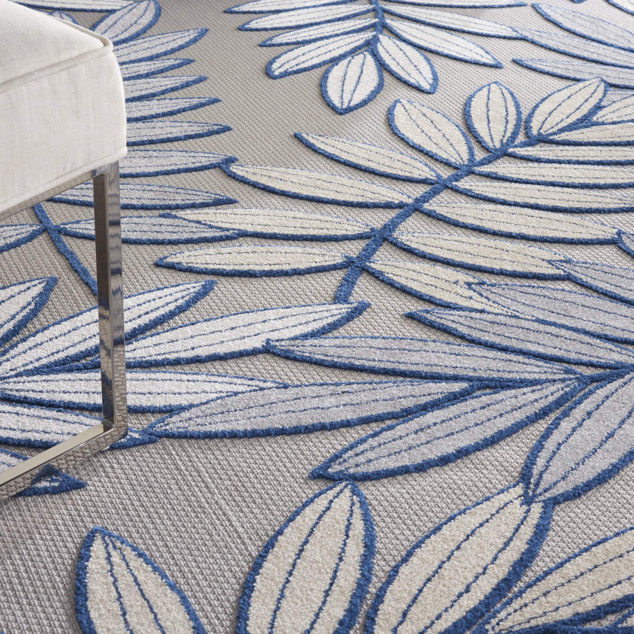 12' X 15' Ivory And Blue Indoor Outdoor Area Rug - GreatEagleInc