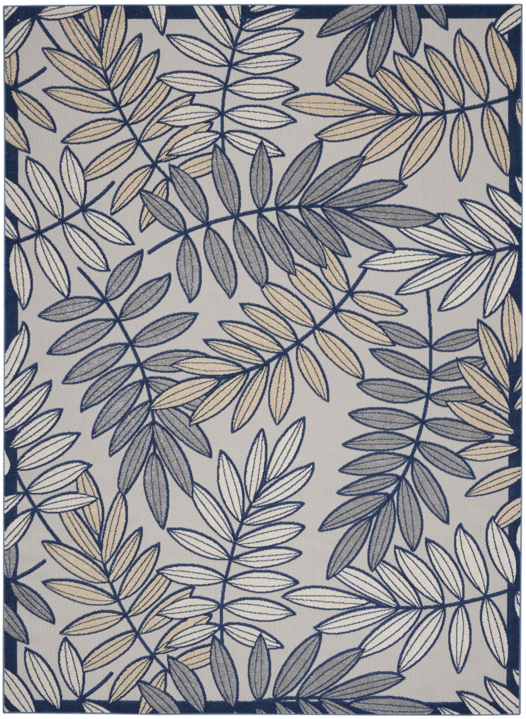 12' X 15' Ivory And Blue Indoor Outdoor Area Rug - GreatEagleInc