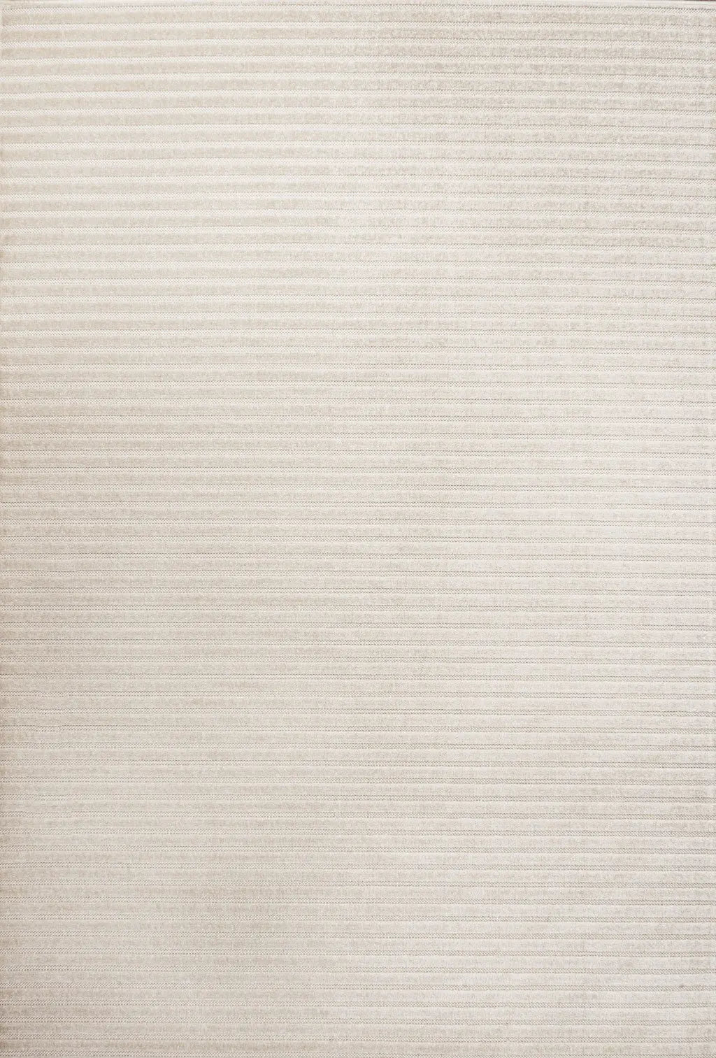 12' X 15' Ivory And Cream Striped Indoor Outdoor Area Rug Homeroots Outdoor